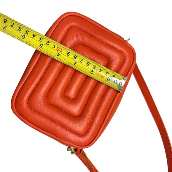 Clare V. Lucy quilted crossbody bag orange leather - Picture 9 of 10